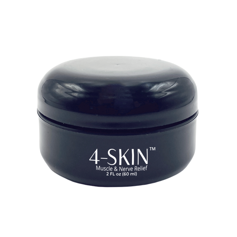 A full-sized 4-SKIN™ Muscle & Nerve Relief container.